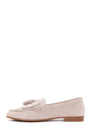 Women's Beige Suede Leather Masculine Loafer | Derimod