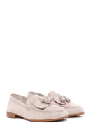 Women's Beige Suede Leather Masculine Loafer | Derimod