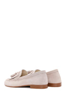 Women's Beige Suede Leather Masculine Loafer | Derimod