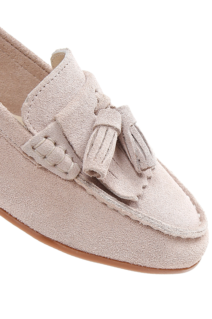 Women's Beige Suede Leather Masculine Loafer