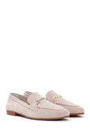 Women's Beige Suede Leather Masculine Loafer | Derimod