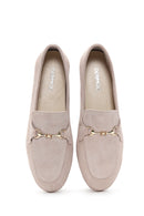 Women's Beige Suede Leather Masculine Loafer | Derimod