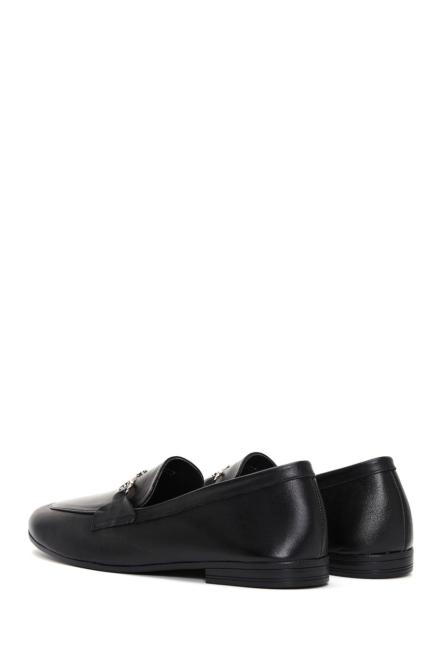 Kadın Siyah Deri Maskülen Loafer