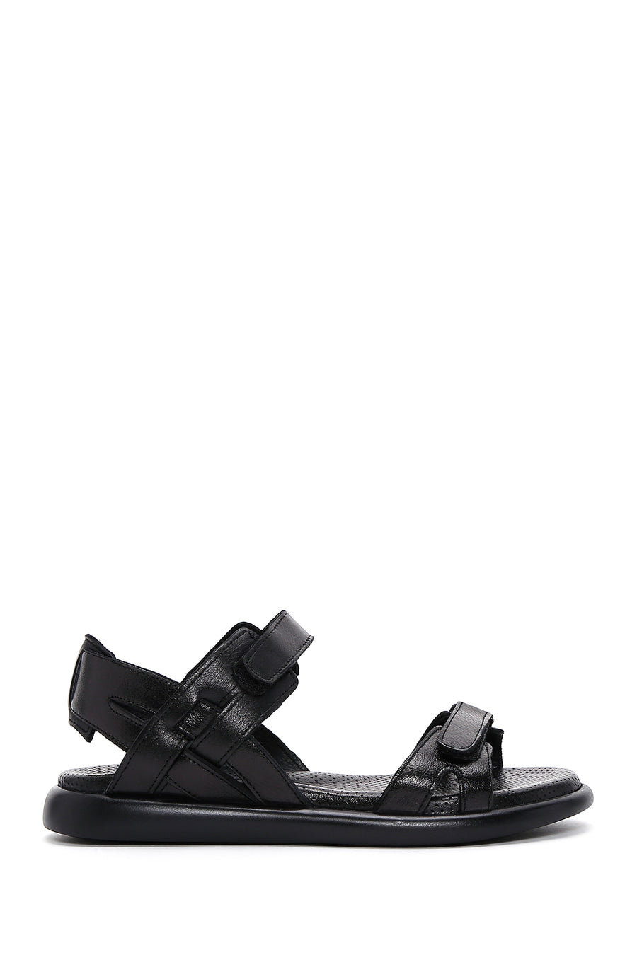 Kadın Siyah Bantlı Deri Comfort Sandalet 24SFD361118 | Derimod