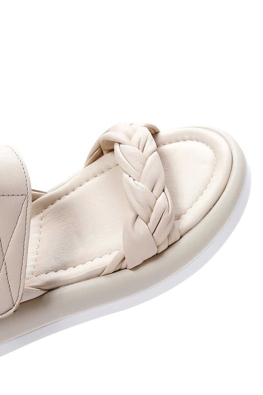 Kadın Bej Bilekten Bantlı Deri Comfort Sandalet