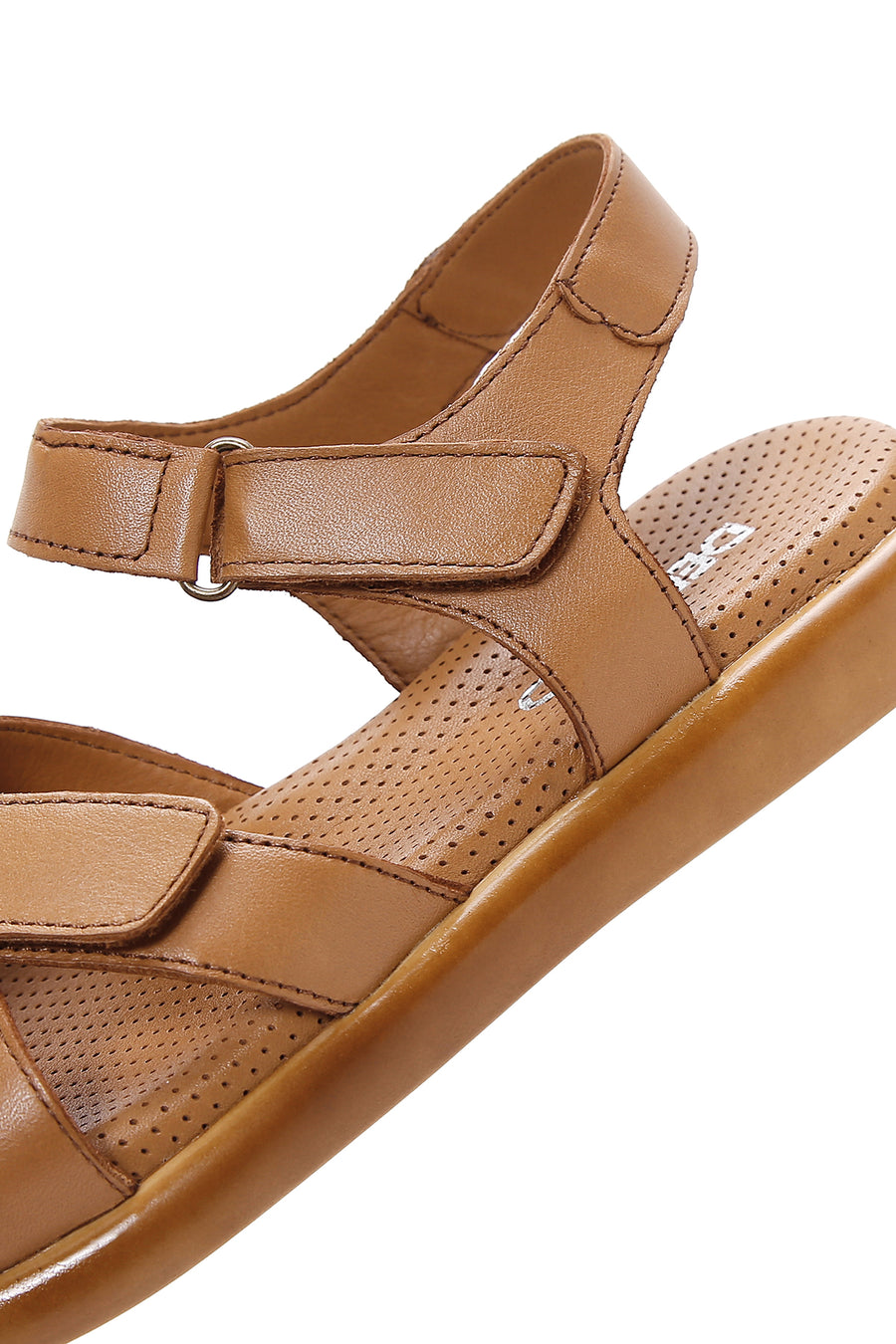 Kadın Taba Çift Bantlı Deri Comfort Sandalet