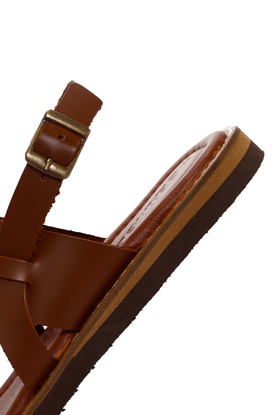 Kadın Taba Bilekten Bantlı Deri Comfort Sandalet