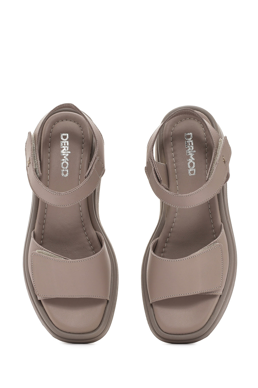 Kadın Vizon Bilekten Bantlı Deri Comfort Sandalet