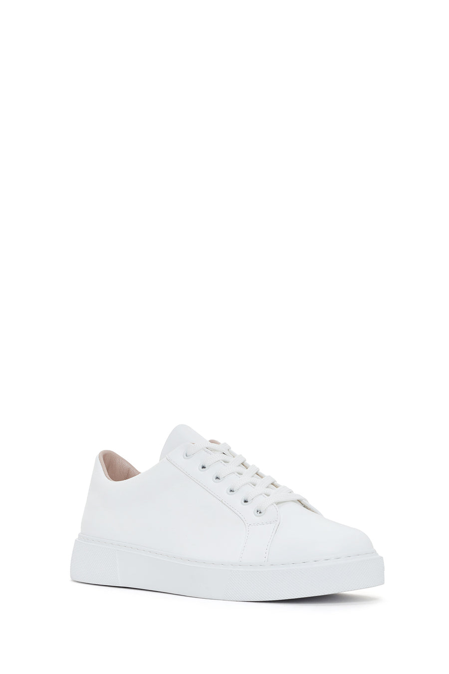 Kadın Beyaz Bağcıklı Deri Sneaker