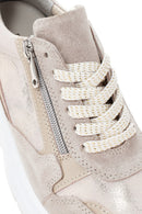 Women's Beige Wedge Heeled Leather Sneaker | Derimod