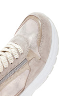 Women's Beige Wedge Heeled Leather Sneaker | Derimod