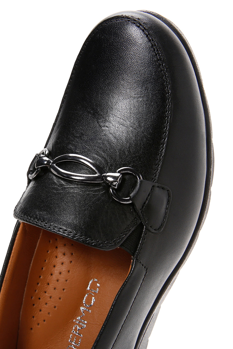 Women's Black Wedge Heeled Leather Comfort Shoes