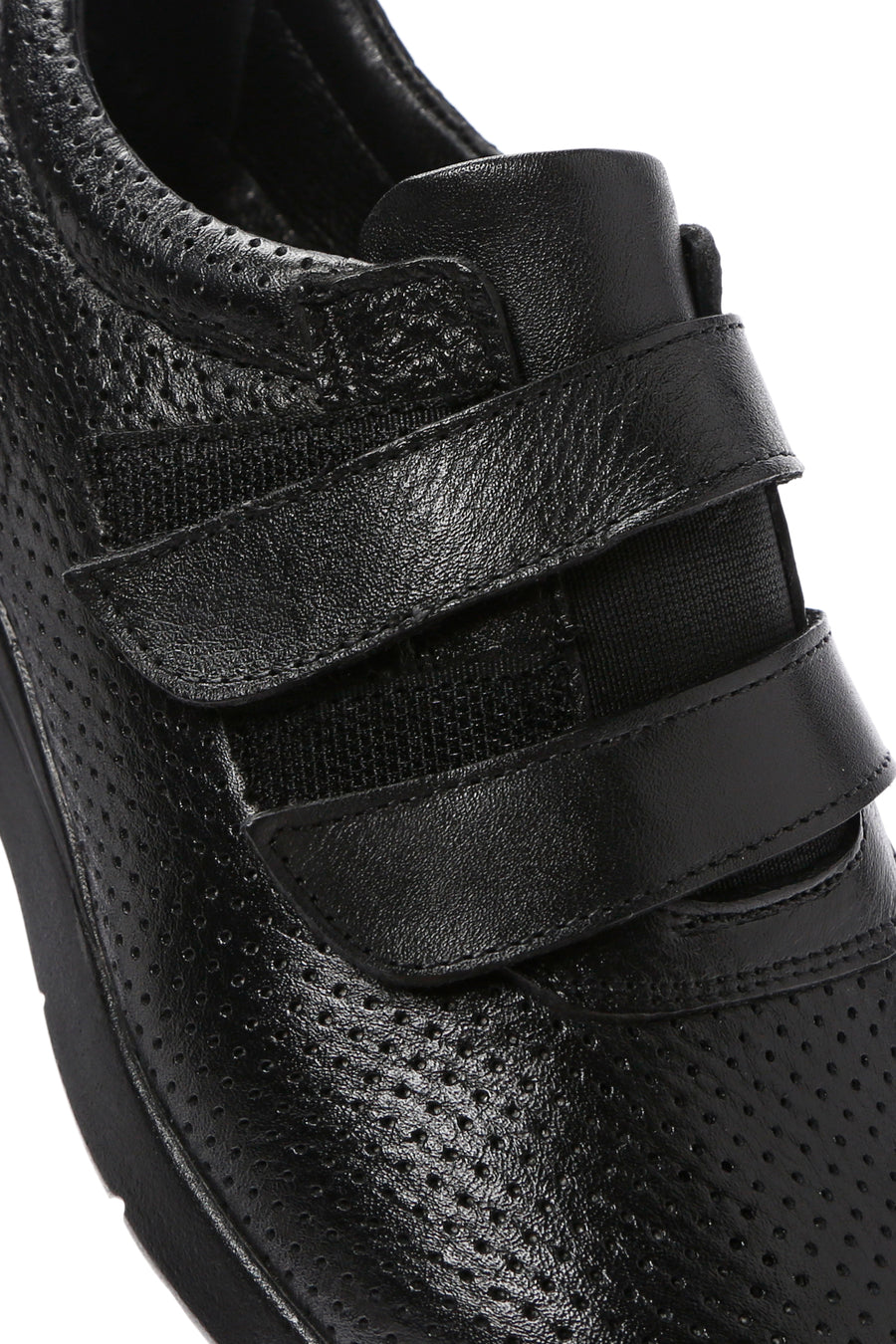 Women's Black Thick Heeled Leather Comfort Shoes