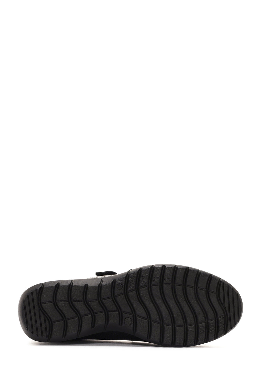 Women's Black Thick Heeled Leather Comfort Shoes