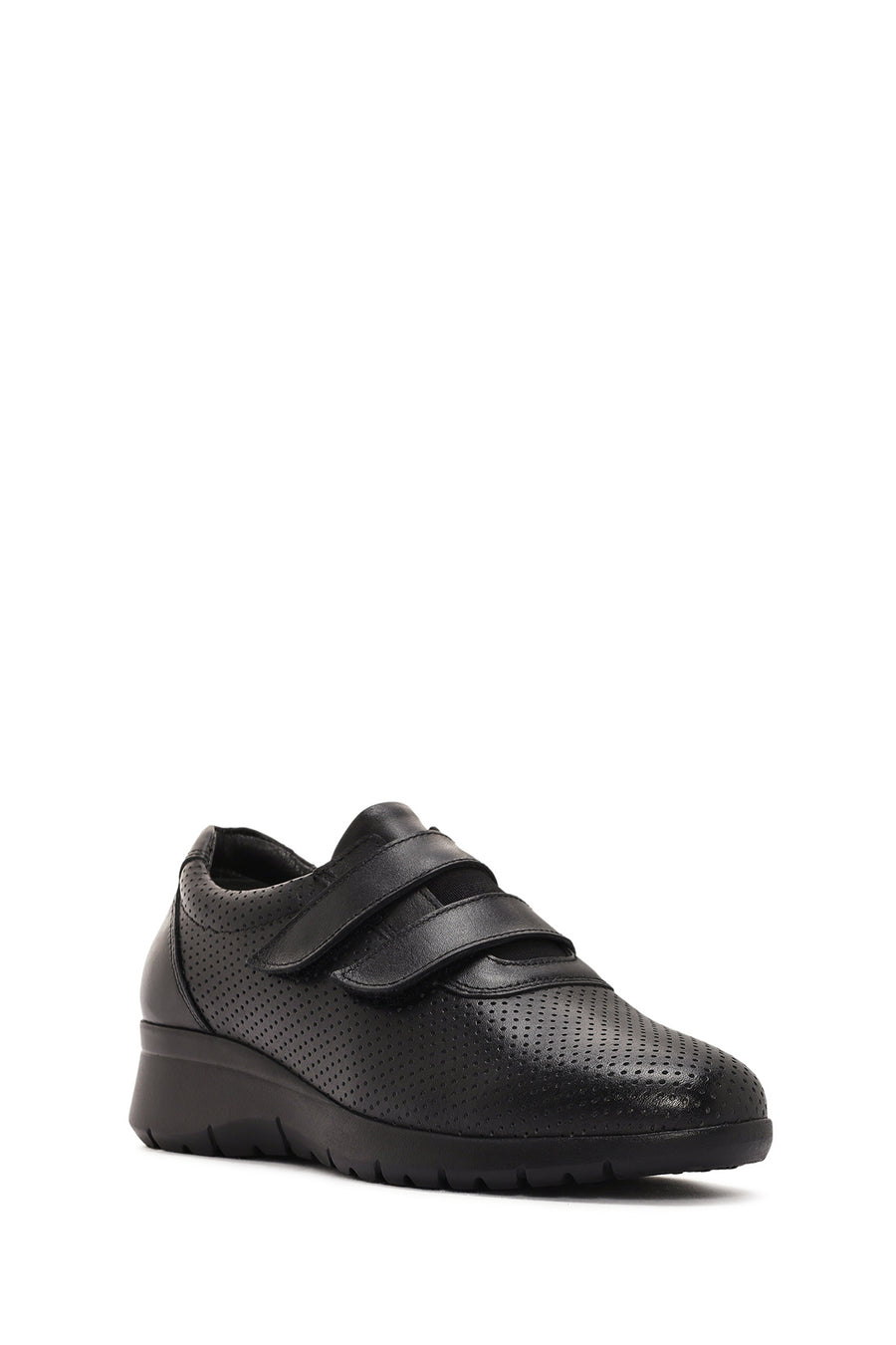Women's Black Thick Heeled Leather Comfort Shoes
