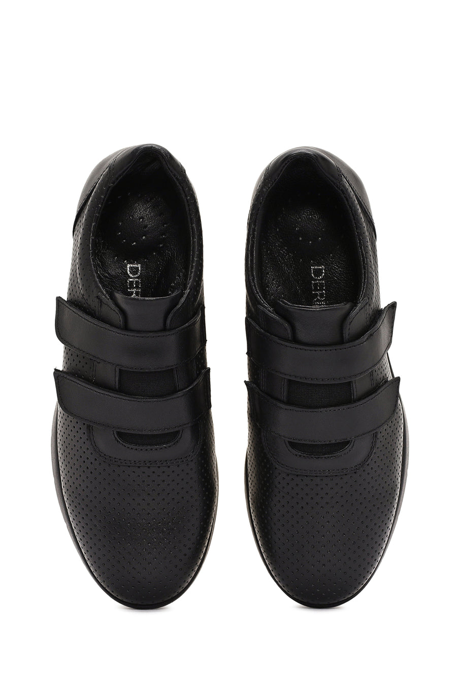 Women's Black Thick Heeled Leather Comfort Shoes