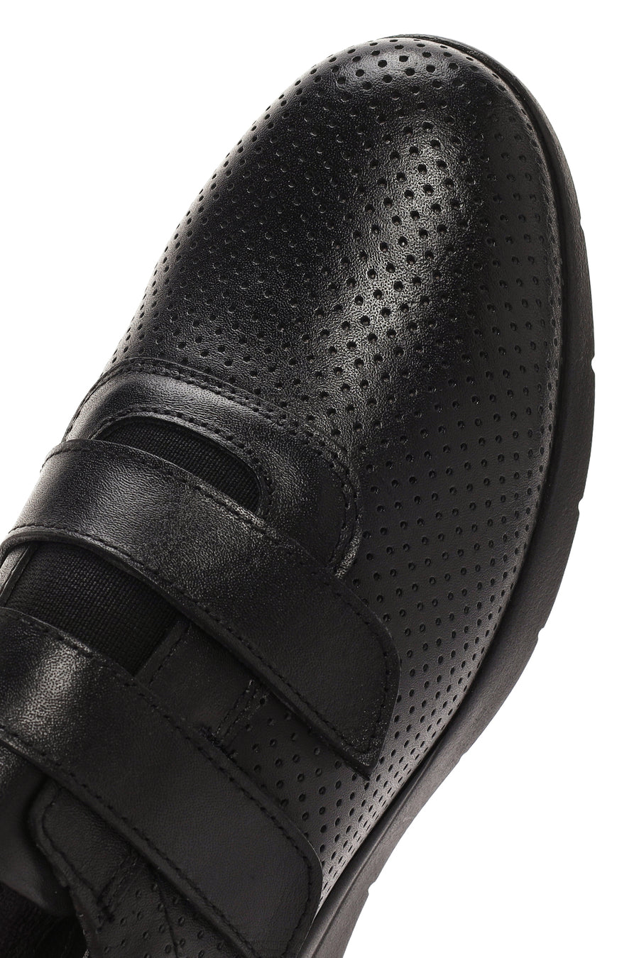 Women's Black Thick Heeled Leather Comfort Shoes