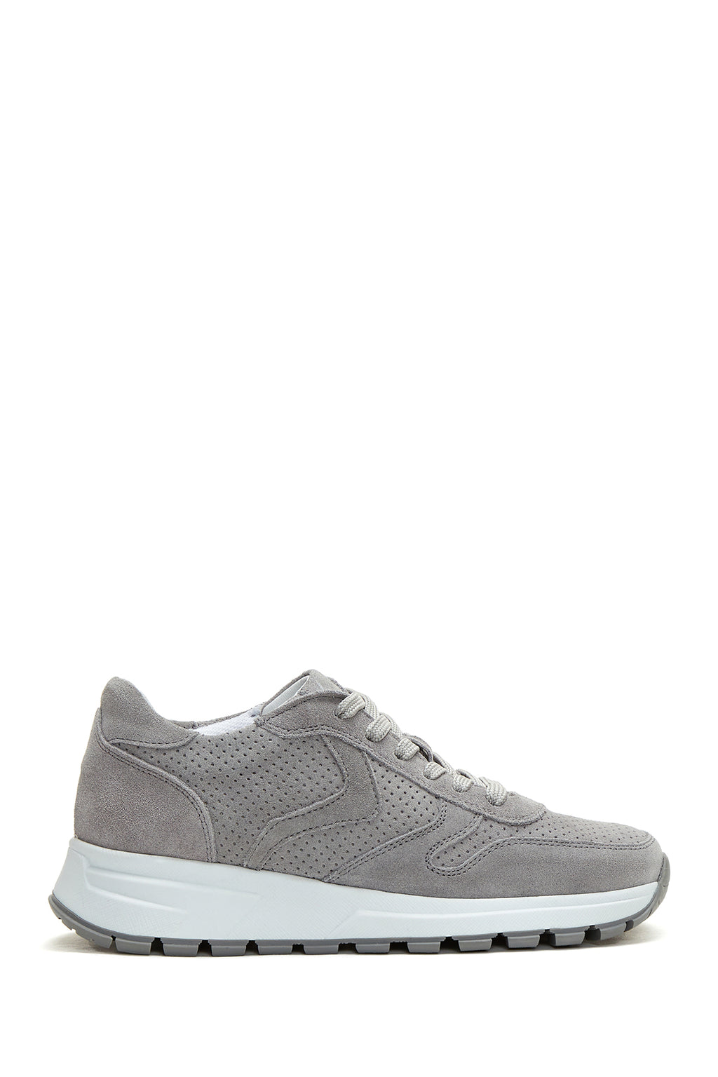 Kadın Gri Bağcıklı Süet Deri Sneaker