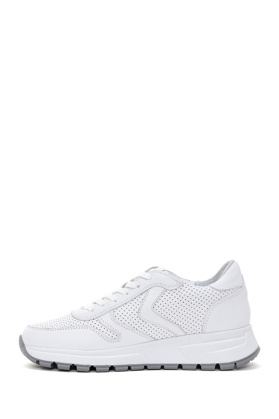 Kadın Beyaz Bağcıklı Deri Sneaker