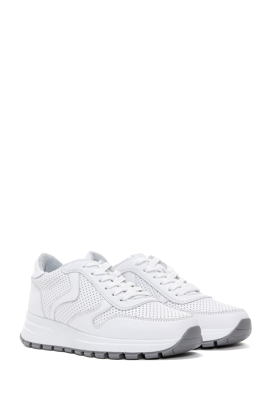 Kadın Beyaz Bağcıklı Deri Sneaker
