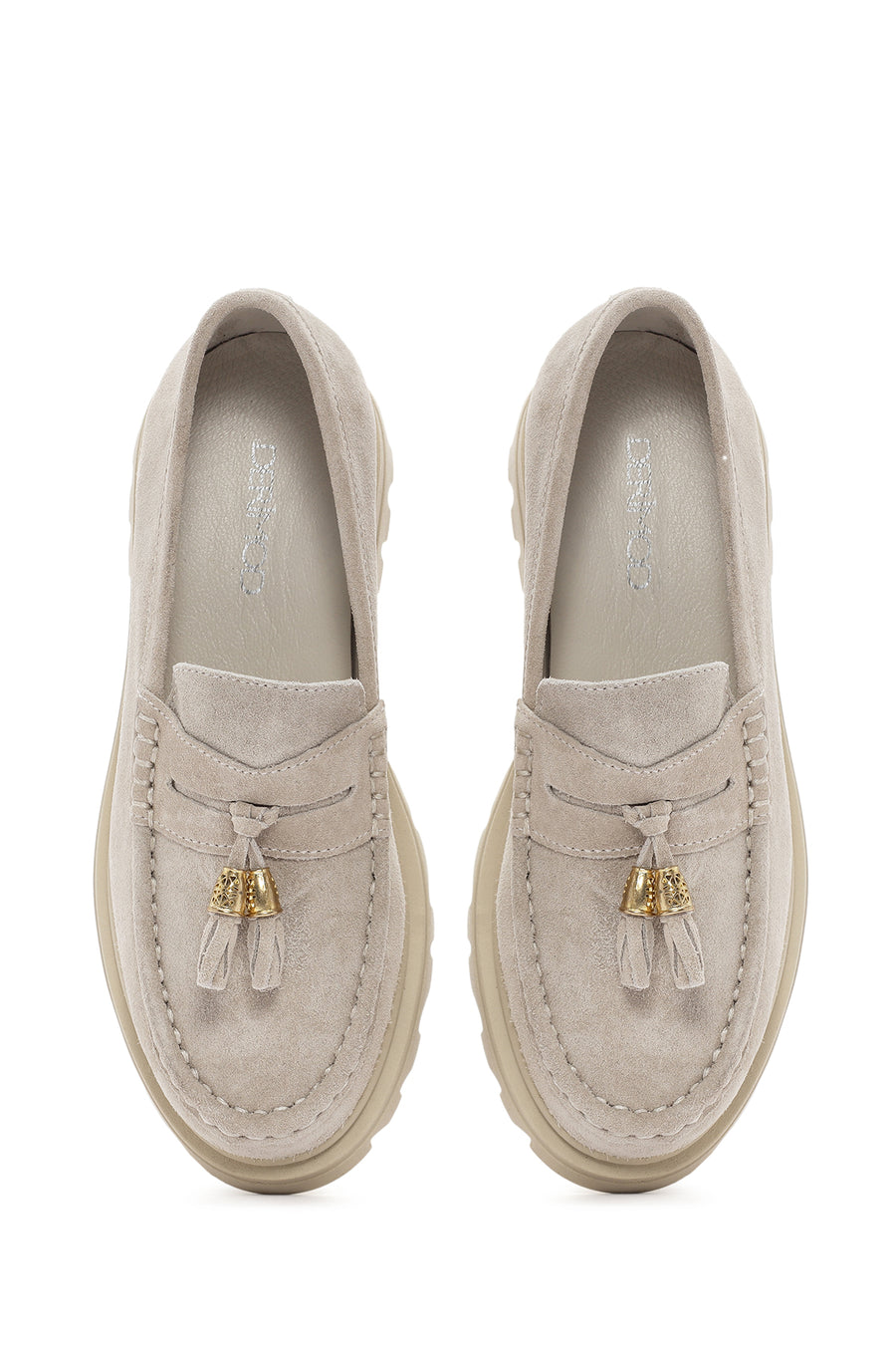 Women's Beige Suede Leather Masculine Loafer