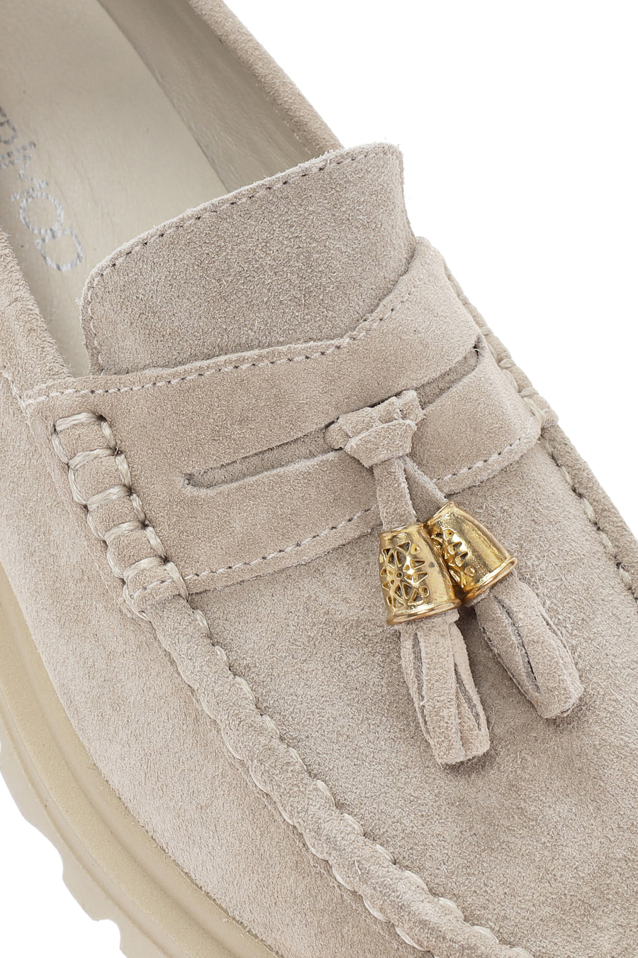 Women's Beige Suede Leather Masculine Loafer