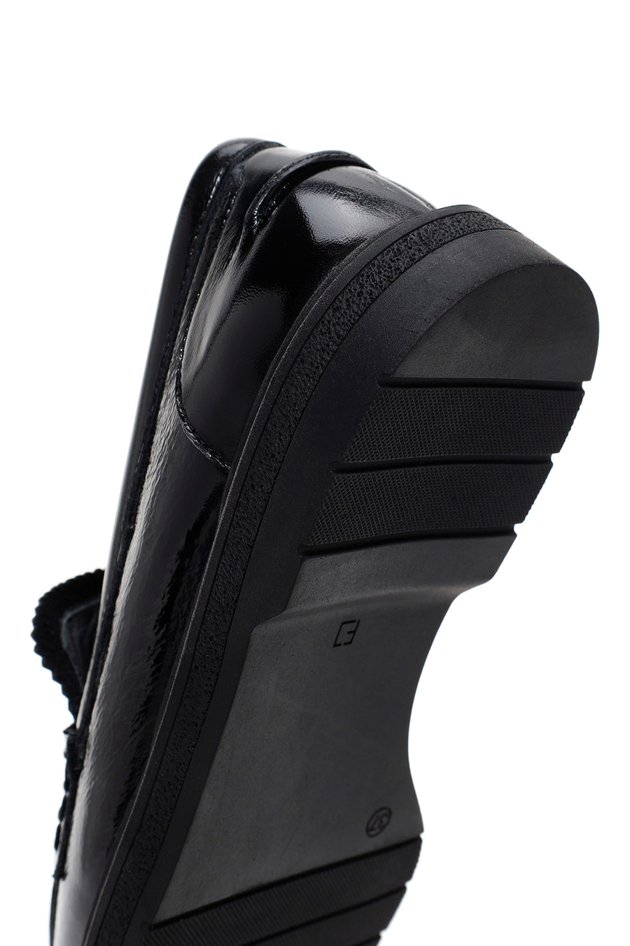 Women's Black Patent Leather Masculine Loafer