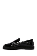 Women's Black Patent Leather Masculine Loafer | Derimod