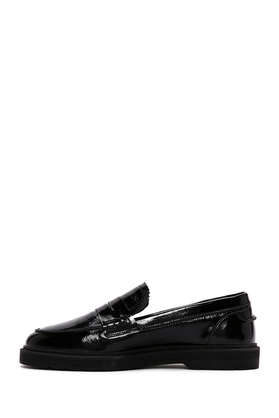 Women's Black Patent Leather Masculine Loafer
