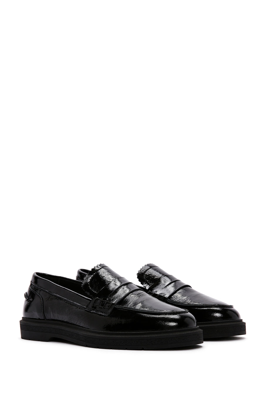 Women's Black Patent Leather Masculine Loafer