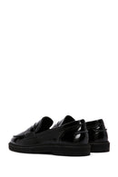 Women's Black Patent Leather Masculine Loafer | Derimod
