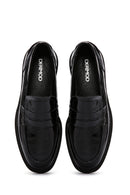 Women's Black Patent Leather Masculine Loafer | Derimod
