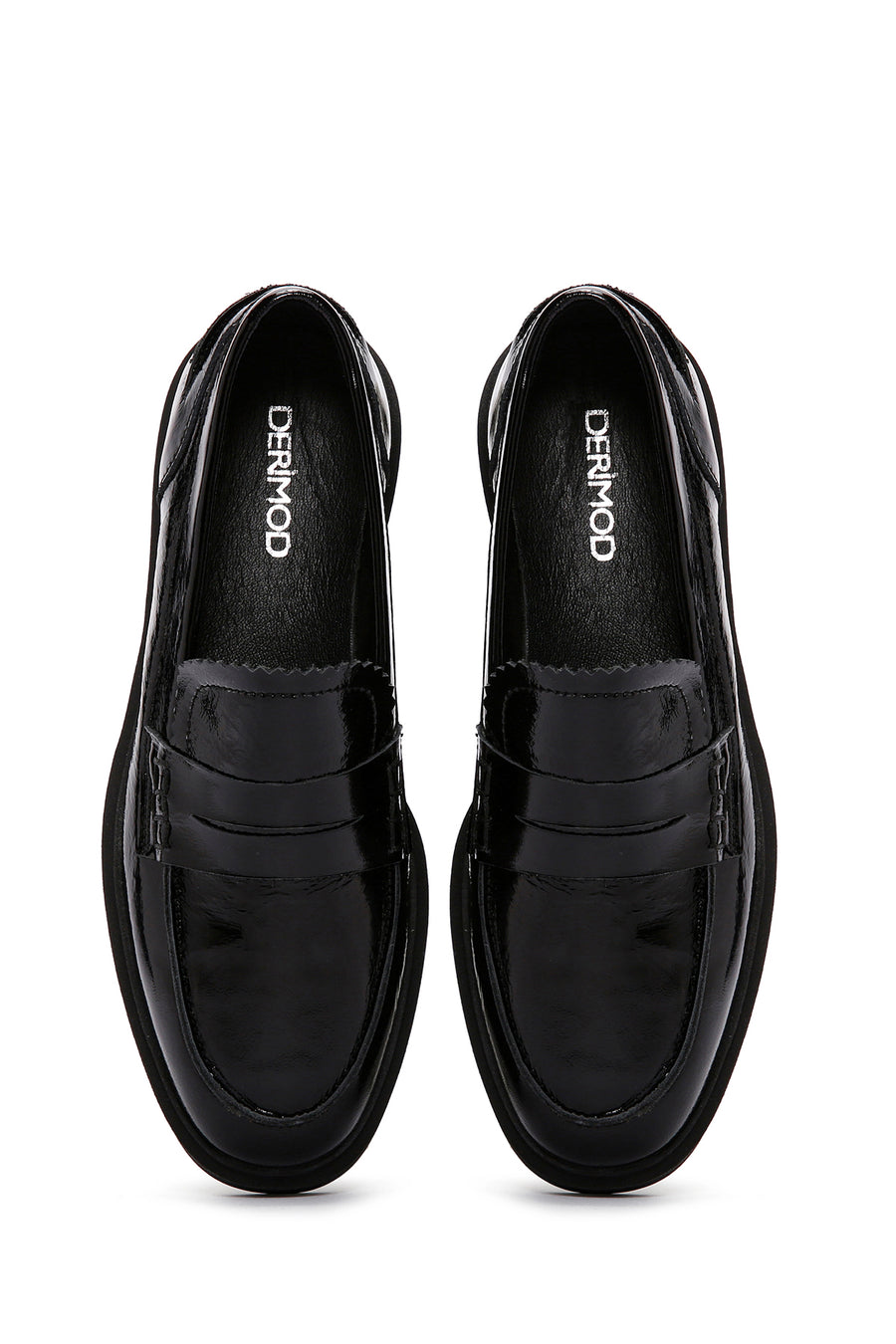 Women's Black Patent Leather Masculine Loafer