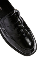 Women's Black Patent Leather Masculine Loafer | Derimod