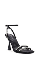 Women's Black Ankle Strap Jeweled Thin Heel Sandals | Derimod