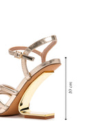 Women's Gold Ankle Strap Metallic Heeled Sandals | Derimod