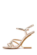 Women's Gold Ankle Strap Metallic Heeled Sandals | Derimod