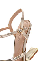Women's Gold Ankle Strap Metallic Heeled Sandals | Derimod