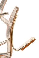 Women's Gold Ankle Strap Metallic Heeled Sandals | Derimod