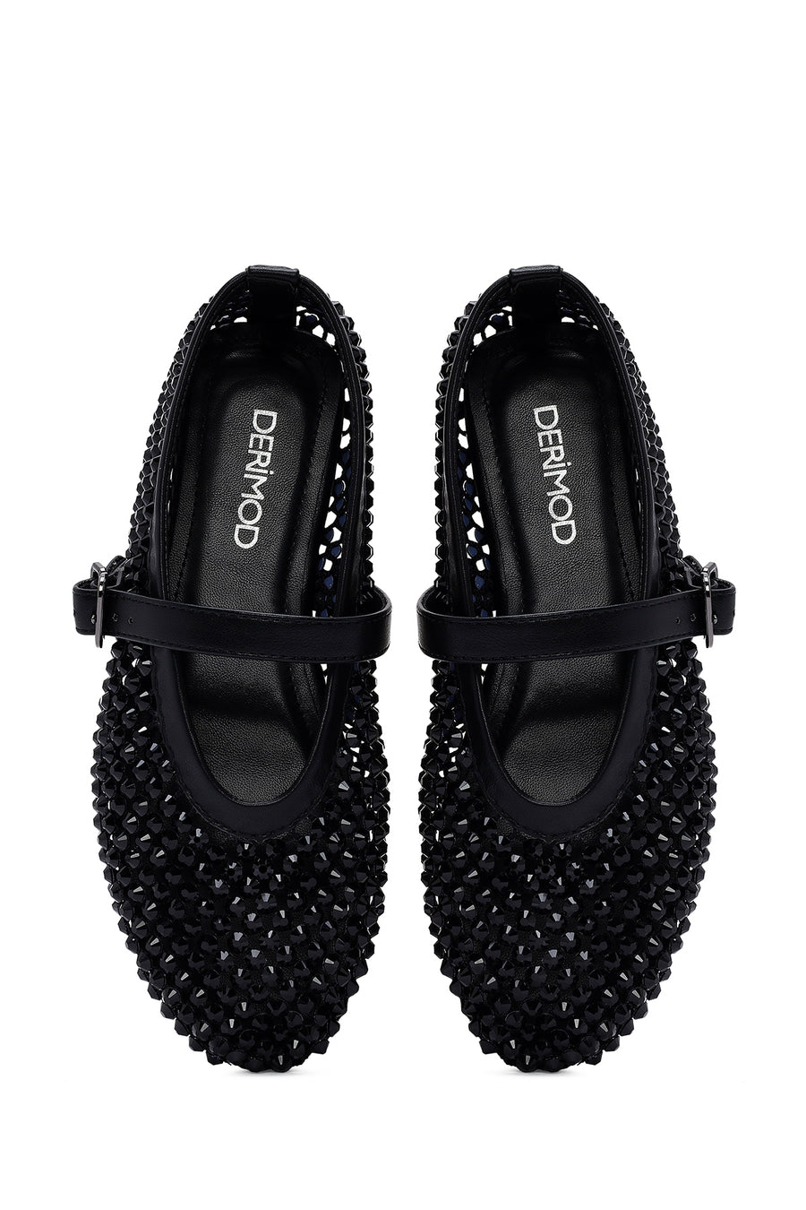 Kadın Siyah Taşlı Babet
