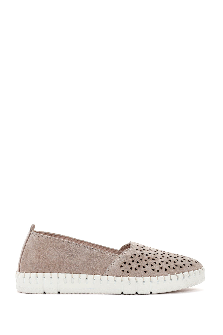 Women's Beige Suede Leather Comfort Loafer 24SFD500710 | Derimod