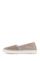 Women's Beige Suede Leather Comfort Loafer | Derimod