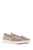 Women's Beige Suede Leather Comfort Loafer | Derimod