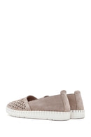 Women's Beige Suede Leather Comfort Loafer | Derimod