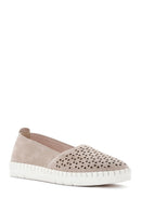 Women's Beige Suede Leather Comfort Loafer | Derimod