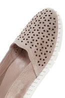 Women's Beige Suede Leather Comfort Loafer | Derimod