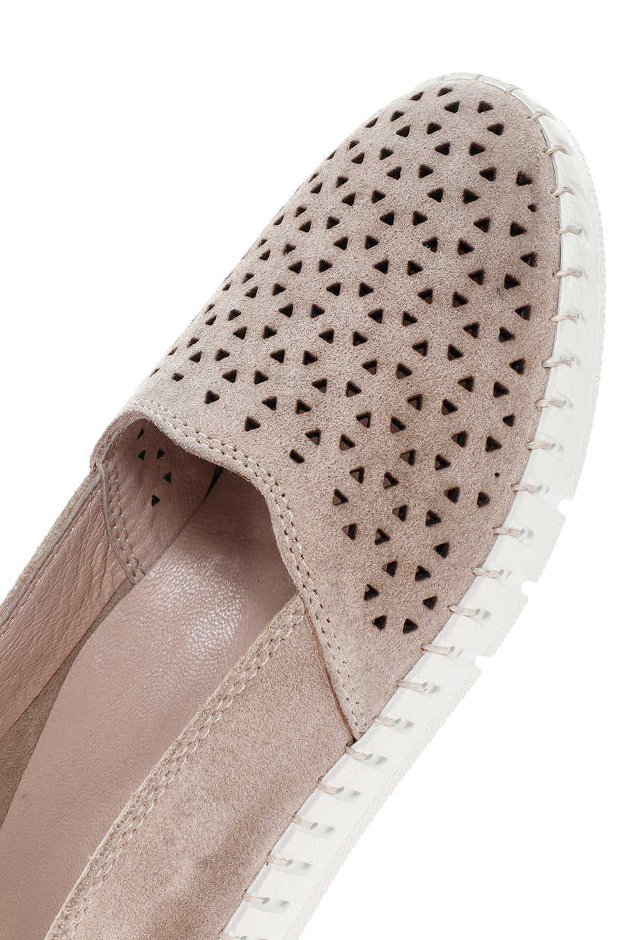 Women's Beige Suede Leather Comfort Loafer