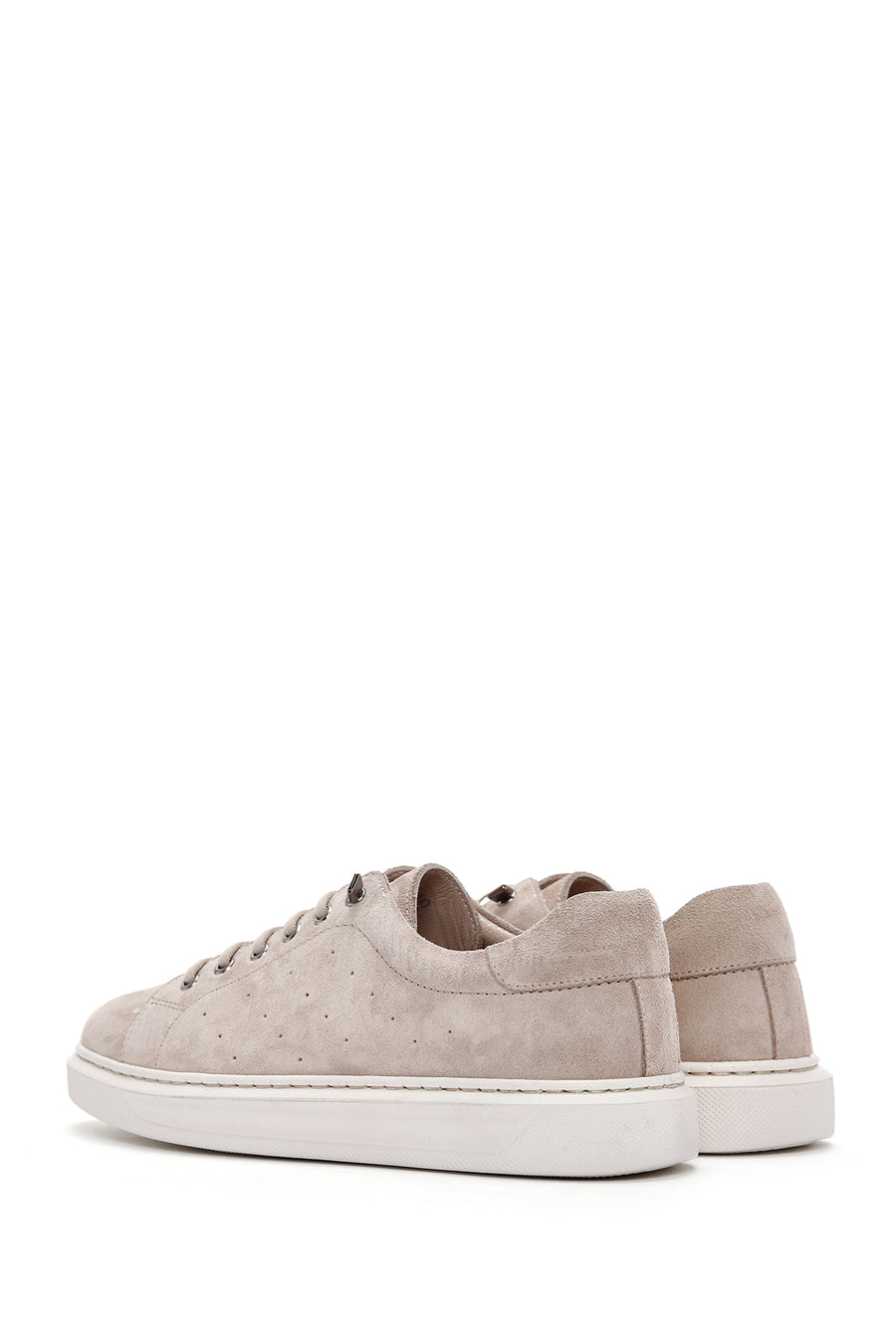 Women's Beige Lace-Up Suede Leather Sneaker