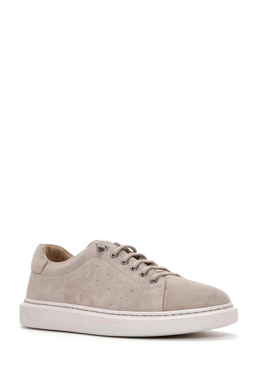 Women's Beige Lace-Up Suede Leather Sneaker