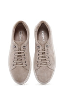 Women's Beige Lace-Up Suede Leather Sneaker | Derimod